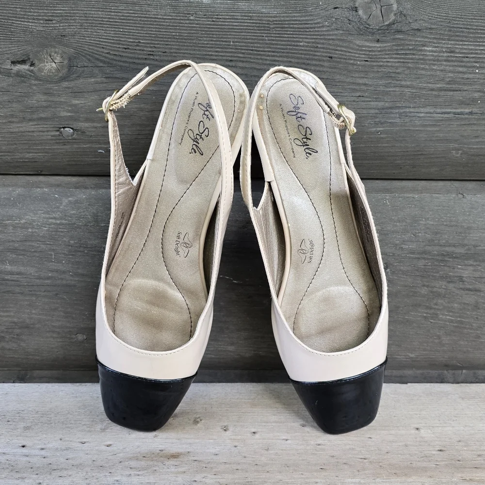 Soft Style Shirly Parisian Chic Two-Tone Sqaure Toe Comfort Wedge 10M